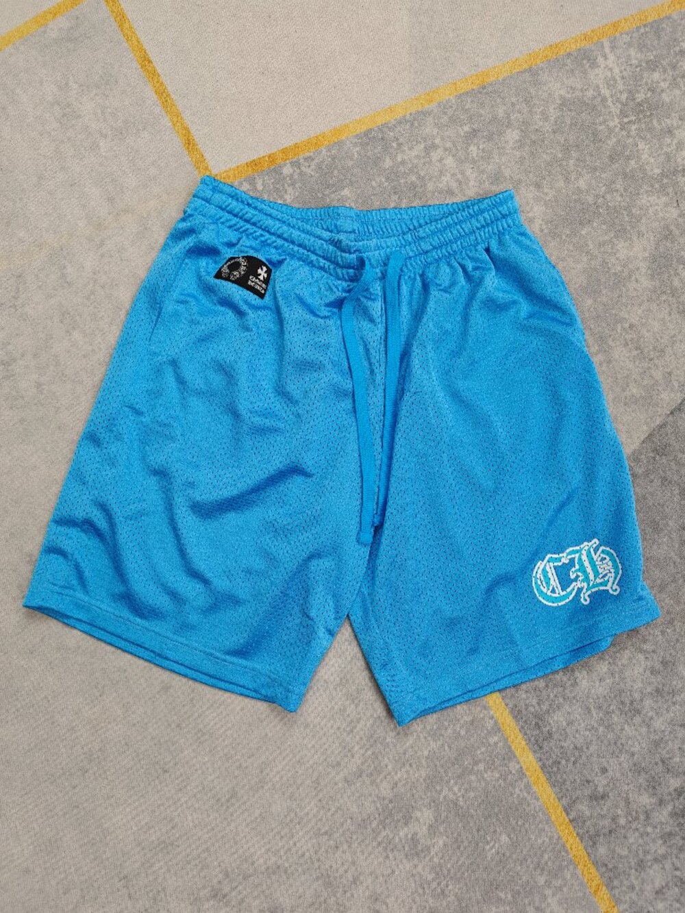 Chrome Hearts Light Blue Mesh Casual Shorts, L